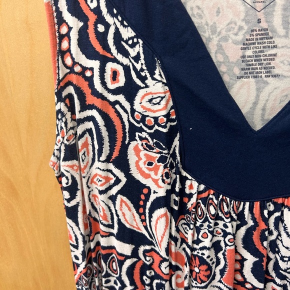 St John’s Bay navy blue and coral floral sundress small - Picture 3 of 4